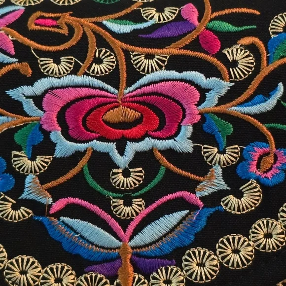 Embroidered Floral Print Zipper Money Coin Wallet Purse Multicolor Artsy - Picture 3 of 10